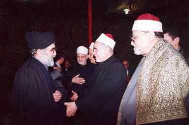 شيخ محمد سيد طنطاوي (شيخ الازهر)، استاد سيد هادي خسروشاهي، دكتر فريد نصر واصل (مفتي مصر) و شيخ شعيشع ابوالعنين (استاد قرّاء مصر)